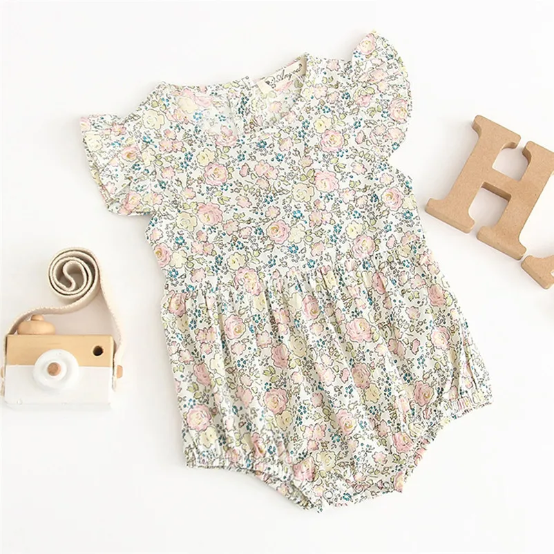 

Newborn Baby Rompers Toddler Girl Short Sleeve Flowers Romper Clothing 2019 Summer Infant Kids Girl Romper Outfits 2019 New M5