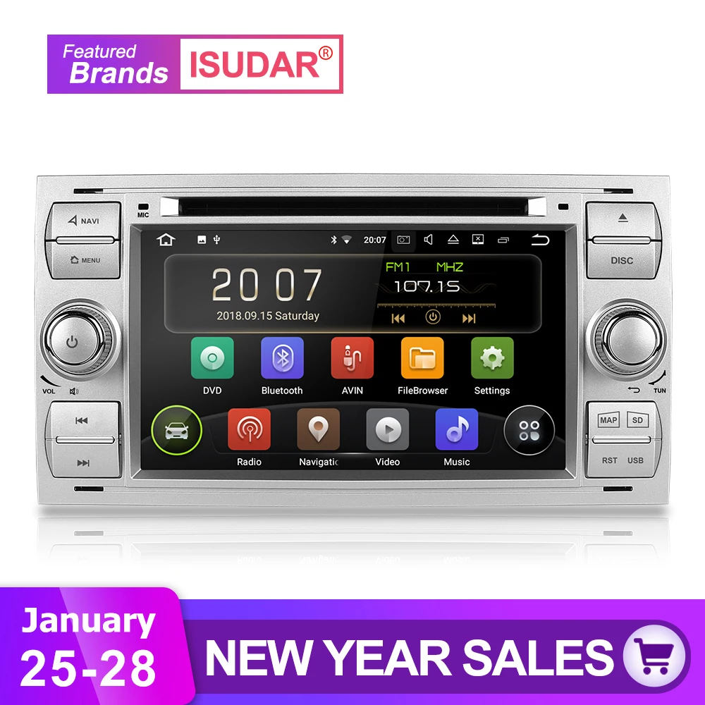 

Isudar Car Multimedia Player Android 8.1 DVD Player Two Din 7 Inch For Ford/Focus/Mondeo/C-MAX/S-MAX/Fiesta GSP Radio