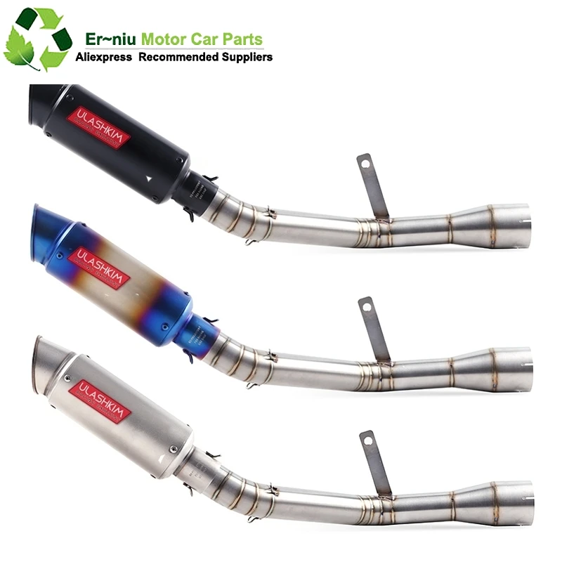 

Motorcycle Full Exhaust Middle Pipe Connection Link Pipe Round 51mm Muffler Slip On For Kawasaki Z900 Ninja900 2017 2018