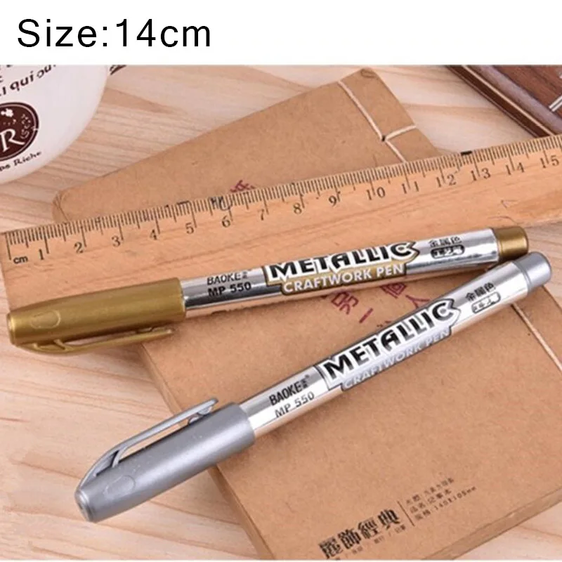 2pcs Gold Silver Metallic Color Pen DIY Paper Tag Photo Album Scrapbooking For Party Birthday Wedding Decoration Signing Pen