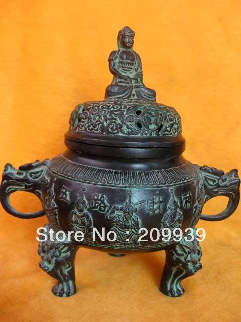 

00609 Rare Qing Dynasty ( Qianlong:1736-1795 ) Bronze Bodhisattva Incense stove