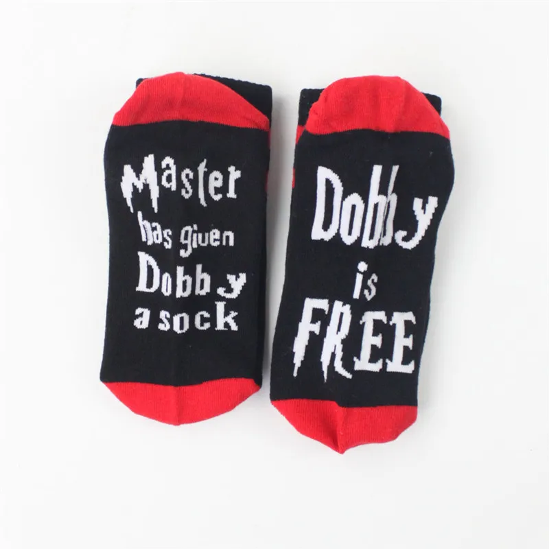 

Cute Letter Print Unisex Mid Calf Socks Master has Given Dobby a Sock Dobby is Free Spring Autumn Winter Knitted Warm Sox Gifts
