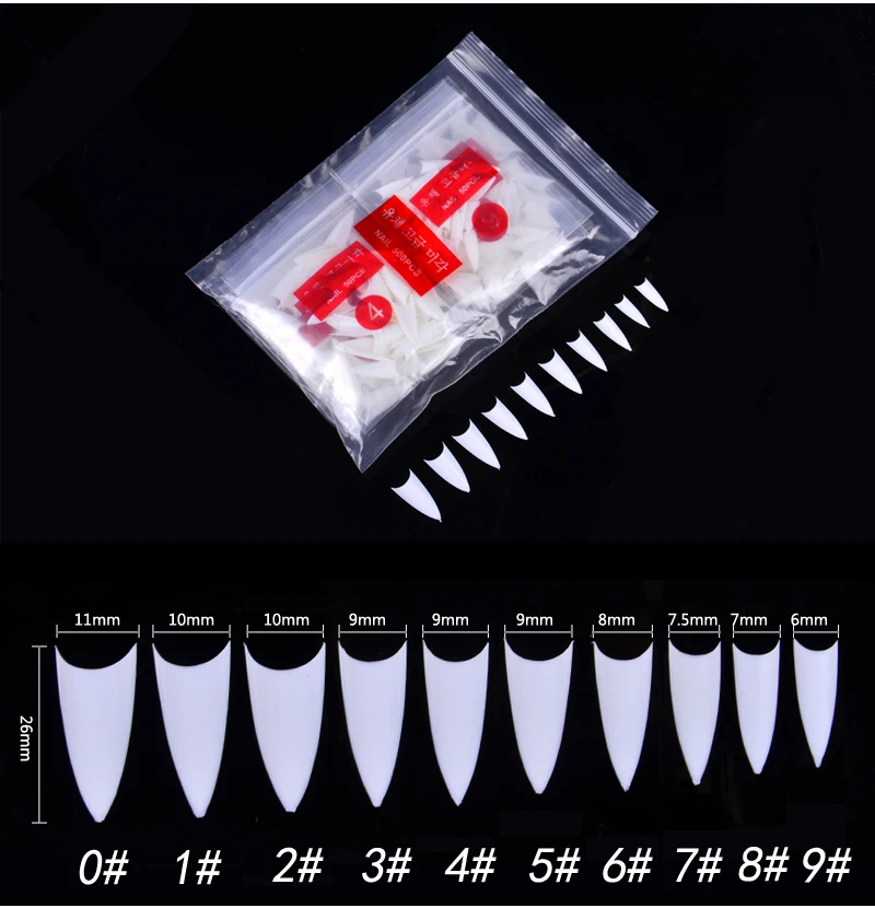500 шт./упак. Белый Полный острый конец ногти кончики для французского маникюра акриловые ногти шпильки накладные ногти 10 размеров для