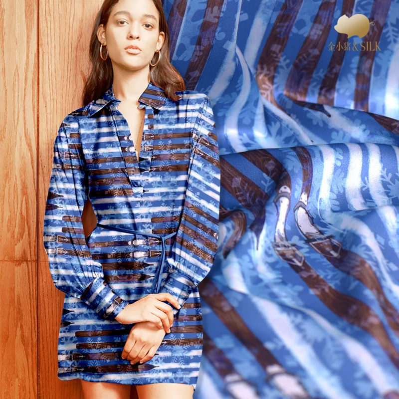 Wind Snow Knight silk stretch satin fabric custom digital inkjet drapes cheongsam dress cloth | Дом и сад