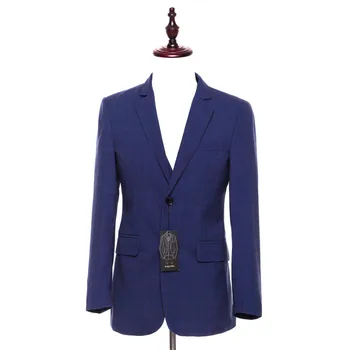

Mens Casual Jacket Blazers Two Button Blue Plaid Pattern Wool Slim Wedding Tuxedo Business Formal Prom Coat Size XS-4XL Custom