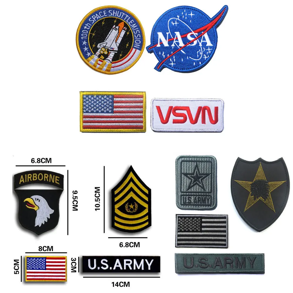 

U.S.ARMY Military patches tactical Astronaut patch stripes set Morale patch army Badges for uniforms tactical bag with hook&loop