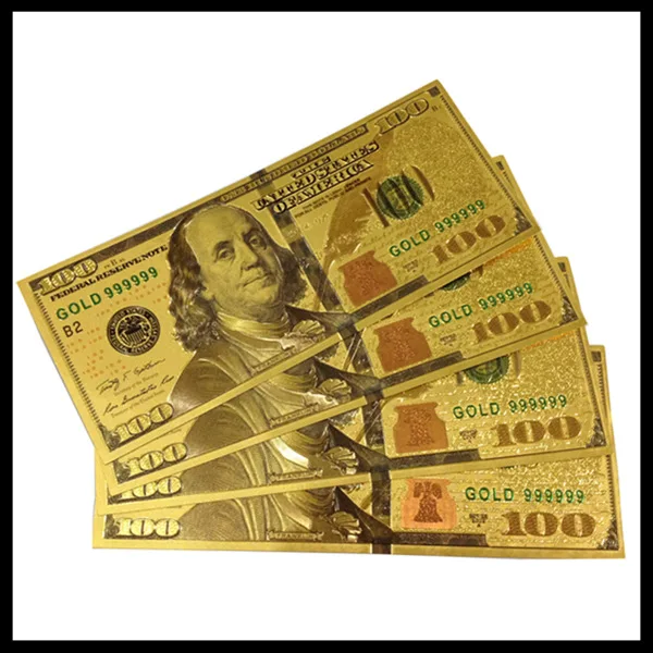 24k Gold Foil Banknote Dollar Bills Gold Plated USD 100 Dollars Metal