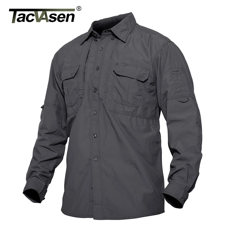 

TACVASEN Men's Summer Tactical Shirts Military Clothing Quick Drying Army Combat Shirts Long Sleeve Work Cargo Shirts Plus Size