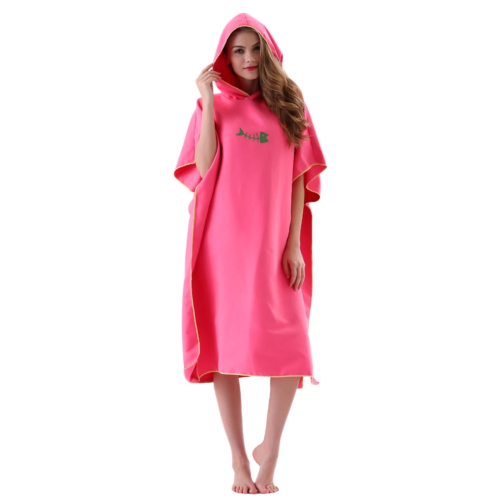 Soft Surf Poncho Towel with Hood Quick Dry for Adults Women Men Microfiber Beach Changing Robe for Swimming Bathing 