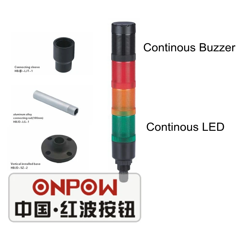 

ONPOW 40mm Warning Light Red Yellow Green Continous LED with buzzer Tower Signal Light (HBJD-40DZ/3/RYG/24V/B)