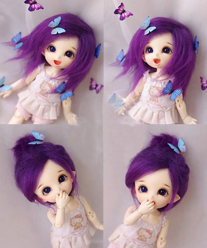 [Wamami] Фиолетовый Длинные шерстяные волосы парик для Ae Pukifee лати 1/8 BJD Dollfie 14 см