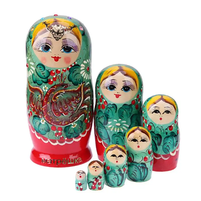 

7Pcs Wooden Beautiful Phoenix Russian Matryoshka Doll Kids Adults Hand Painted Nesting Dolls Toys Gift