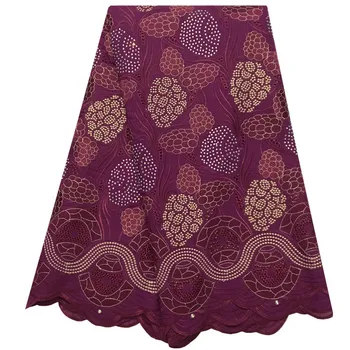 

African Wine Cotton Swiss Voile Lace Fabric High Quality Swiss Voile Lace In Switzerland cotton african Nigerian lace fabric