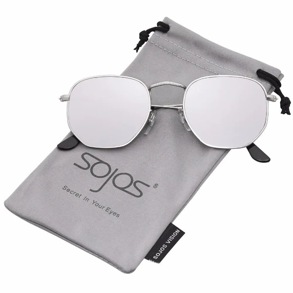 

SojoS Small Classic Square Polygon Sunglasses for Men and Women Mirrored Lens Glasses SJ1072