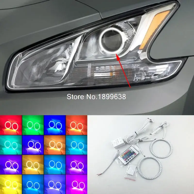 

Super bright 7 color RGB LED Angel Eyes Kit with a remote control car styling for Nissan Maxima 2010 2011 2012