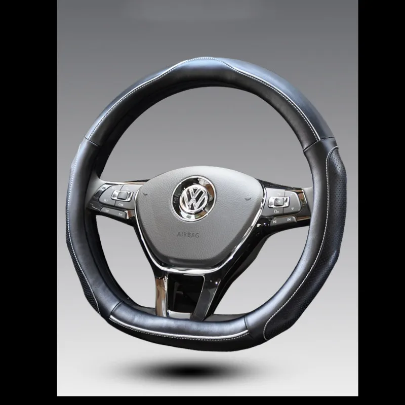 

38cm four seasons leather steering wheel Cover for volkswagen tiguan 2018 golf 7 polo sedan bora accessories