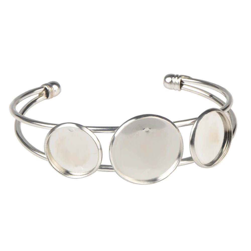 Bangle Bracelet Accessories LFPU Rhodium Plated 16MM 20MM Blank Cabochon Bangle Base DIY Cameo Blank Cuff