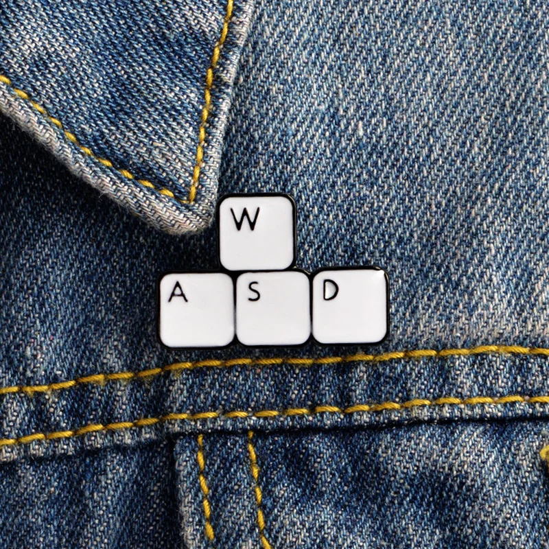 

WASD Play Enamel Pin buckle Computer Gamer Keyboard Brooch for Girl Boy Hat Backpack Shirt Collar Lapel pin Badges Jewelry Gift