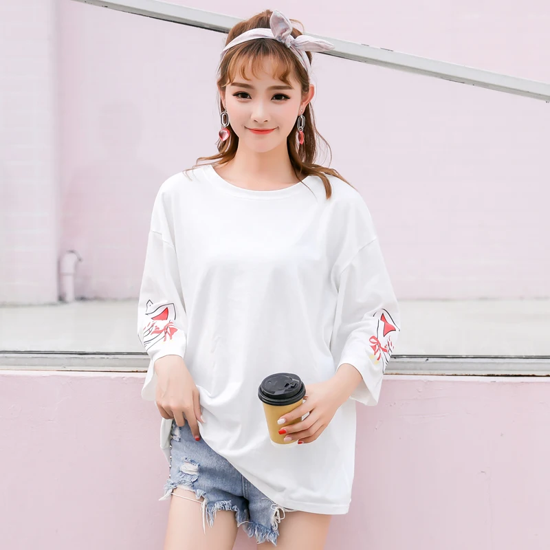 

2019 Summer New College Wind Casual T-shirt Tee Women's T-shirts Tops Japan Kawaii Ladies Retro Female Korean Harajuku Clothes