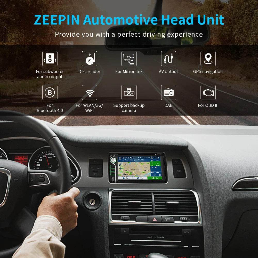 Sale ZEEPIN Car Head Unit Receiver 6.2-inch Disc Reader Audio Bluetooth DVD Player Stereo MP3 AUX FM Radio USB SD Multimedia Player 8