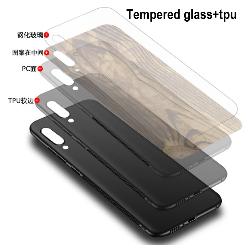 Чехол из окрашенного под дерево стекла для iPhone X, XR, XS, Max, чехол из закаленного стекла, Силиконовый противоударный чехол s, для iPhone 7, 8, 6, 6s plus