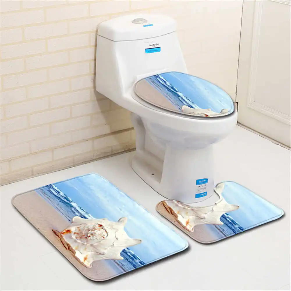 

Nordic Toilet Bath Mat Carpet Rug Sets Bathroom Shower Room Carpets Flannel Anti Slip 3 Pieces Bath Mat Sets