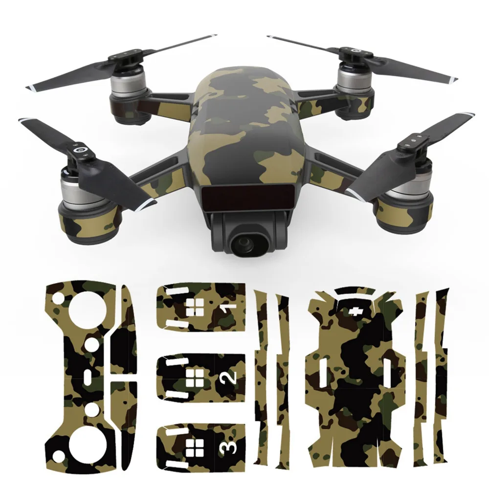 MASiKEN PVC Waterproof Sticker Decals Skin Protector For DJI Spark font b Drone b font Body