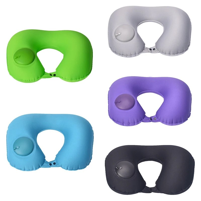 Portable U-Shape Inflatable Travel Pillow Car Head Rest Air Cushion for Travel Office Nap Head Rest Air Cushion Neck Pillow