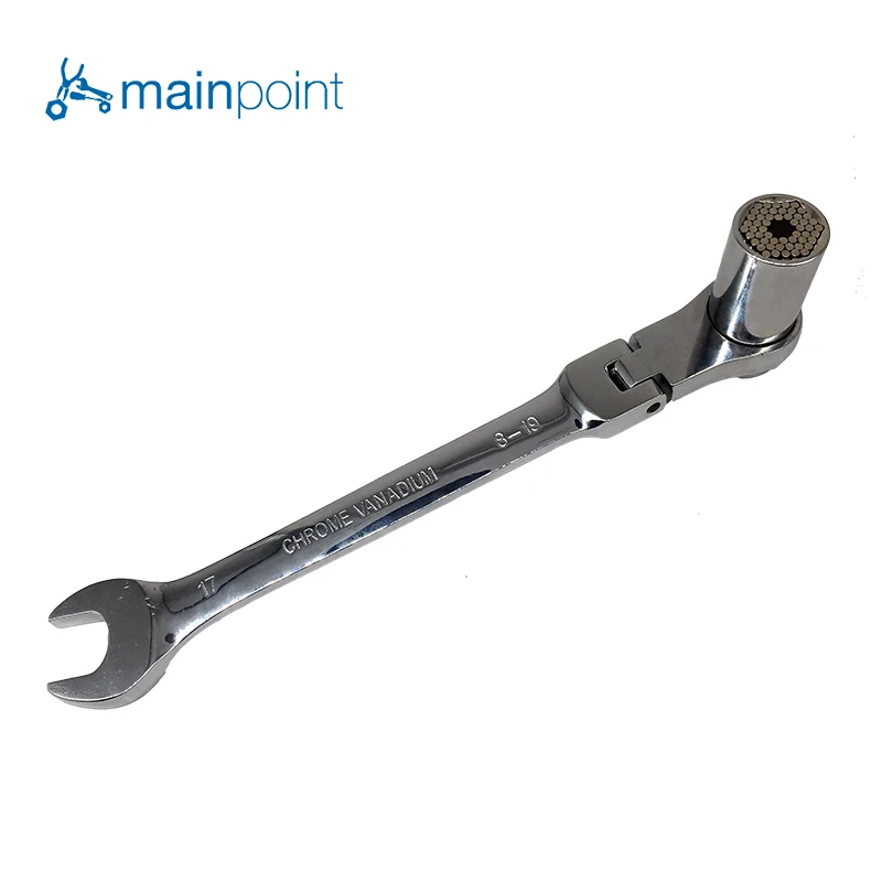 

Mainpoint 8-19mm Universal Ratchet Handle Wrench Flexible 17mm Open End Cr-V Spanner Multifunctional Socket Wrench Hand Tools