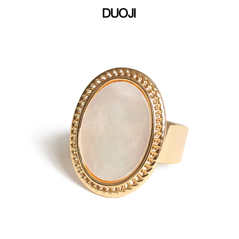 DUOJI 2019 new fashion oval shell ring female Brass plated gold