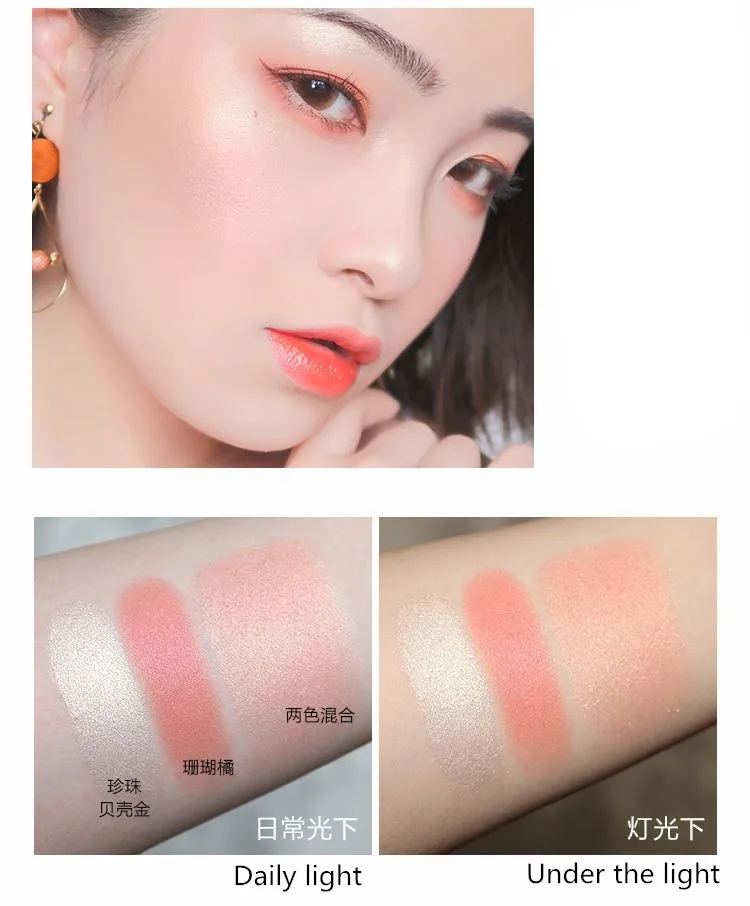 Relógio de Bolso Paleta de Blush em pó Two-cor Brilho Dois-em-um Contorno Facial Iluminador Bronze Maquiagem 2021 4 Cor 12 Iluminador Bronze maquiagem Blush Em Pó