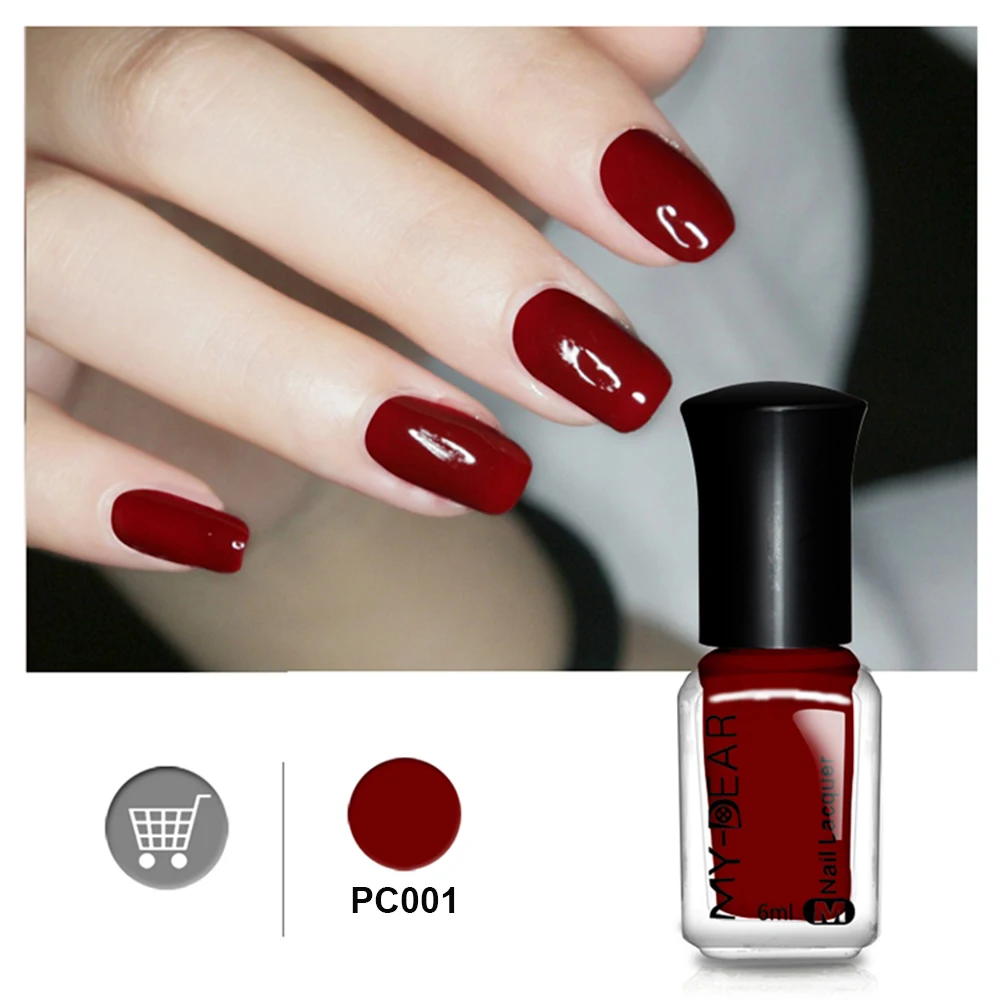 MYDANCE Nail Polish 6ML Pure Color Dark Red Peel off Nail Art Polish