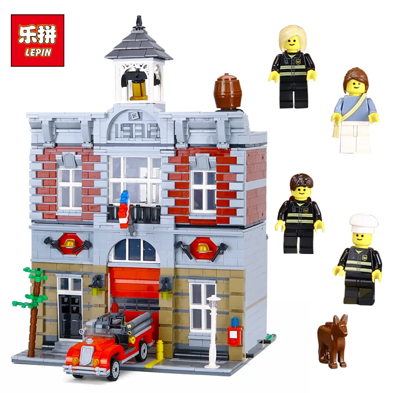 

15004 City Fire Brigade House Building Kits Assembling Blocks Compatible with 10197 Educational Gift Funny Toy