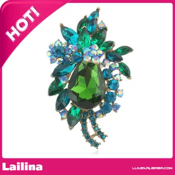 

Teardrop Flower Crystal Brooch Pendant