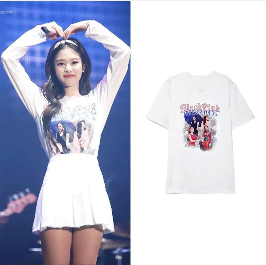 

2019 BLACKPINK Kpop Lzzang Korean Clothes Concert Album T-Shirts Hip Hop Loose Clothing T-shirt Short Sleeve Tops Dropshipping
