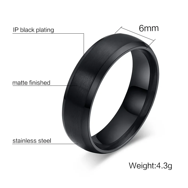 Vnox Free Engraving Wedding Rings for Women Men Stainless Steel Matt Anniversary Band Personalized Gift His Queen Her King