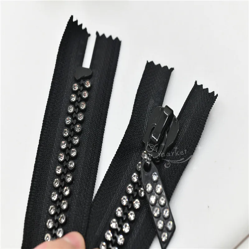 20cm 2 row Close end Rhinestone zippers Great for bags sewing in