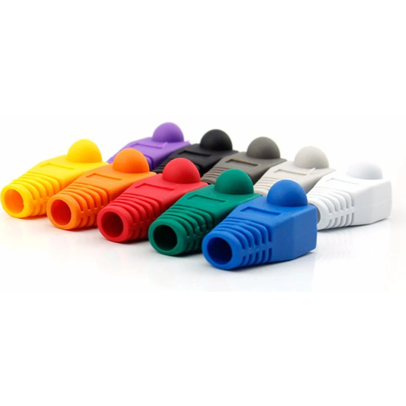 

50pcs/lot Network Jack Plug Of RJ45 Connectors rj45 Boots Caps Cat5e Cat6 10colors