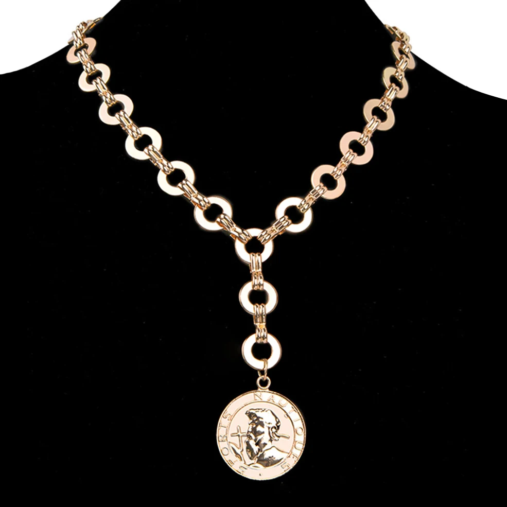 

Legenstar Vintage Alloy Handmade Chain Coin Necklace Bohemia Gold Color Big Coin Pendant Necklaces For Women