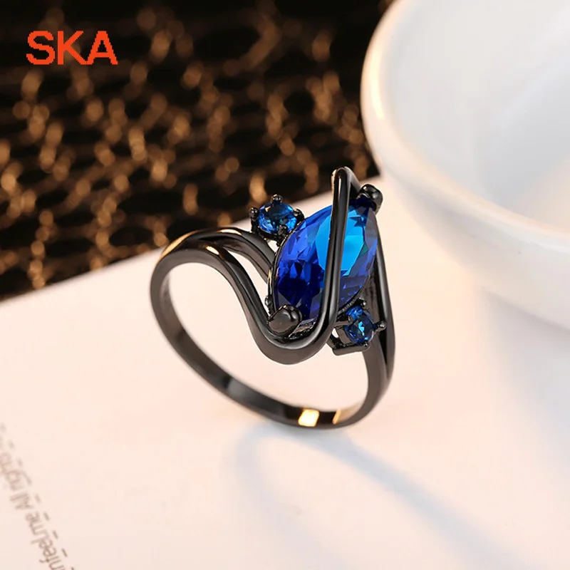 SKA Anillos Mujer Black Color Ring Women Jewellery 3 Colors AAA Zircon Personality New Design Wedding Rings For Women R35