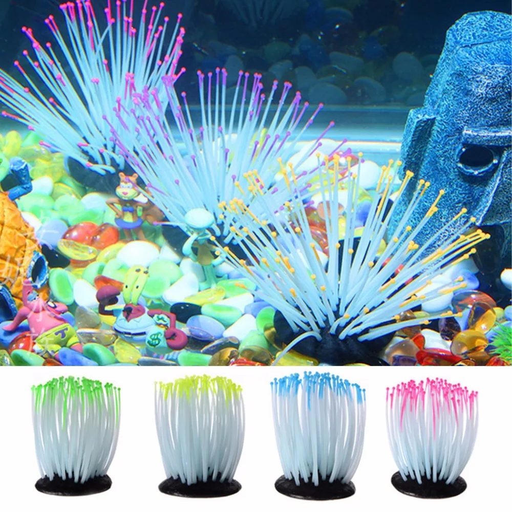

Aquarium Fish Tank Luminous Sea Anemone Artificial Coral Ornament Decoration New