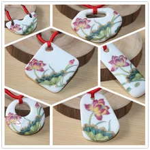 Free shipping watch women2015 ceramic necklace pastels, golden lotus necklace knitted national trend chain porcelain accessories