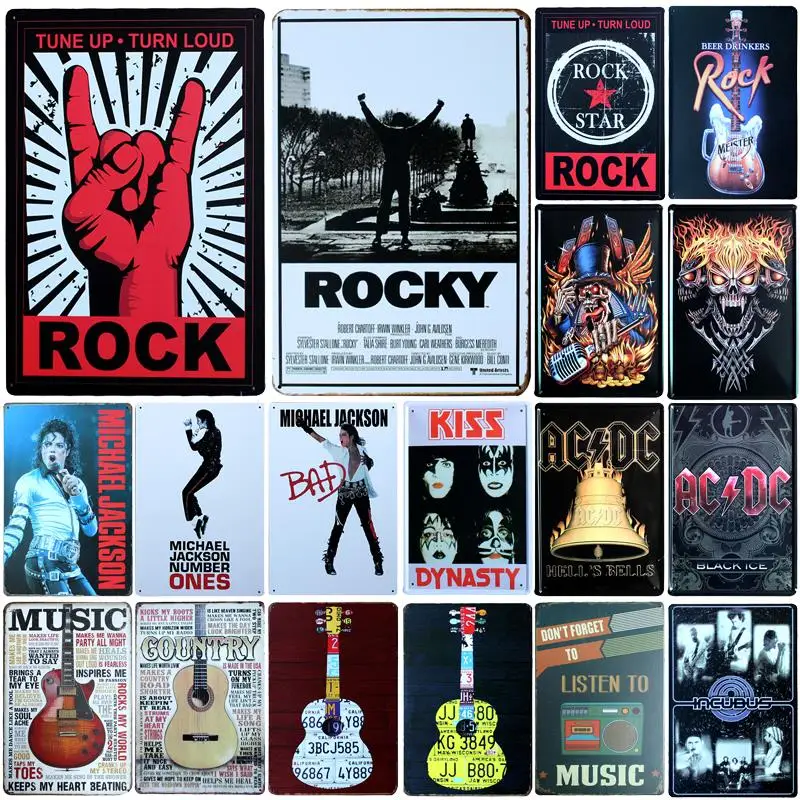 [SQ DGLZ] металлический знак Rock & Music настенное украшение для бара жестяной винтажные