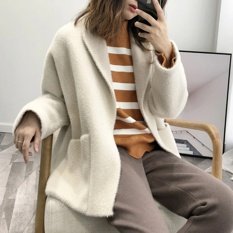 Chaud Manches Épais Gilet Lâche Dames Femmes Black Hiver Mode yellow Outwear Veste Automne Vestes Longues Pour camel Tricoté beige purple zzqvr