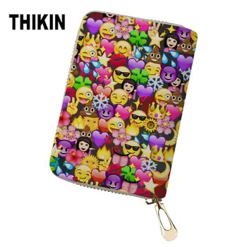 

THIKIN Pink Funny Enjoy Mini Leather Wallet Card Holder Cover Card Bag Ladies Small ID Credit Card Case Purse Custom Carteira