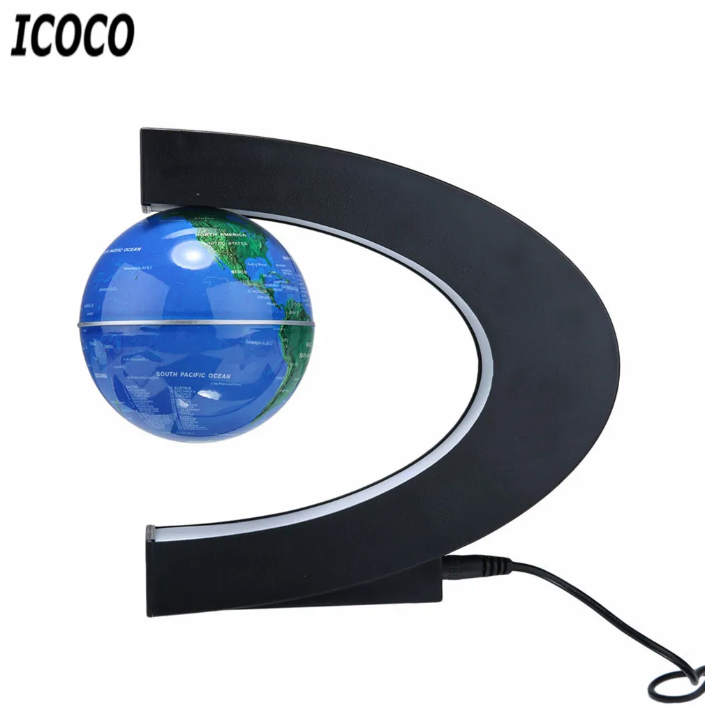 Mapa do Mundo Decoração para Casa Forma Flutuante Globo Levitação Magnética Luz Antigravidade Magnetiva Bola Natal Aniversário c Led 8 Luzes e Iluminação