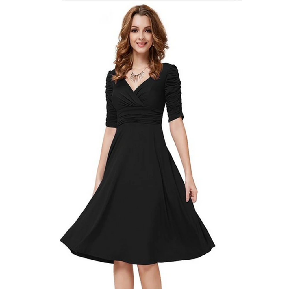 elegant knee length black dress