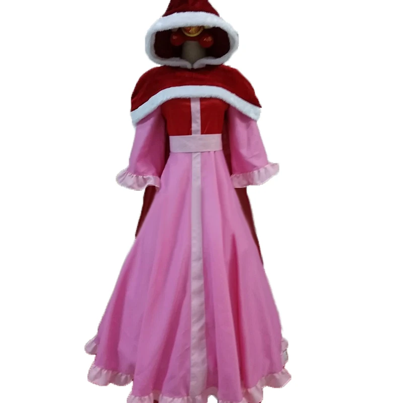 

Belle princess pink cosplay dress for dancing costumes dress with cape 11