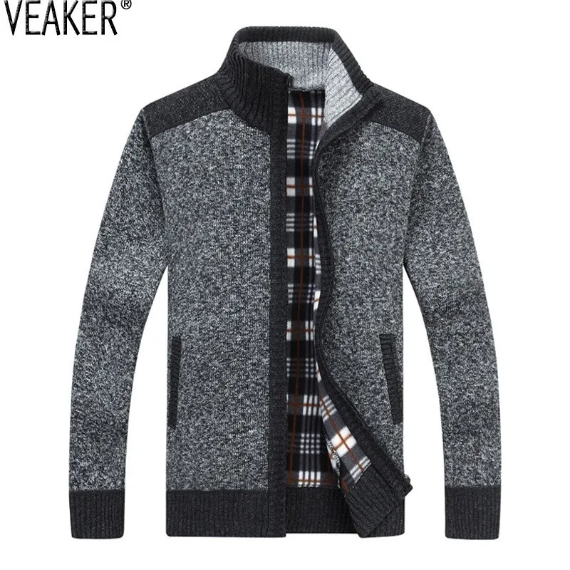 

2018 Autumn Winter New Men's Thick Sweater coat Male Patchwork Zipper Sweatercoat Outerwear Casual Slim Fit Sweaters Jacket 3XL