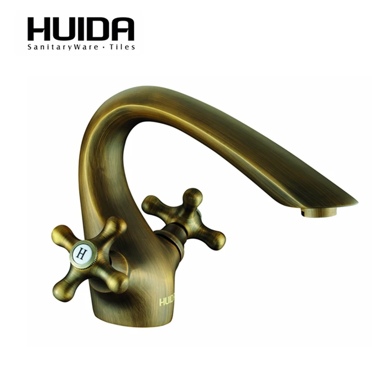 

HUIDA bathroom wash basin faucet antique single hole dual handle deck mounted taps basin mixer HDA2521M-AB